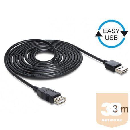 KAB Delock 83372 EASY - USB 2.0 A apa/USB 2.0 A anya hosszabbító kábel - 3m