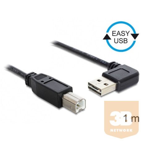 KAB Delock 83374 EASY - USB 2.0 A apa hajlított/USB 2.0 B apa kábel - 1m