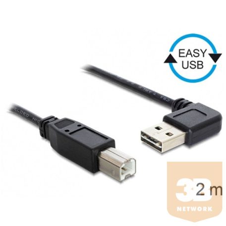 KAB Delock 83375 EASY - USB 2.0 A apa hajlított/USB 2.0 B apa kábel - 2m