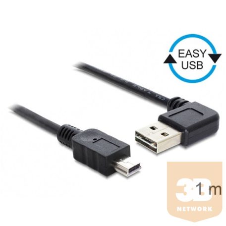 KAB Delock 83378 EASY - USB 2.0 A apa hajlított/USB 2.0 mini apa kábel - 1m
