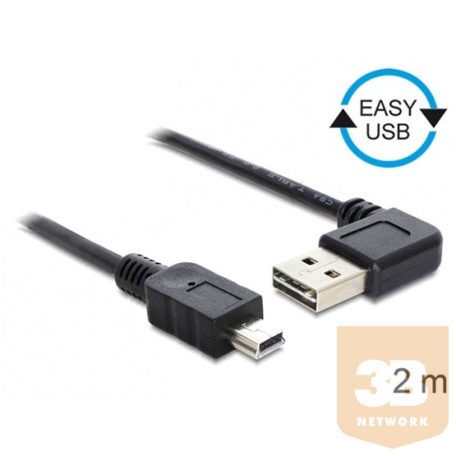 KAB Delock 83379 EASY - USB 2.0 A apa hajlított/USB 2.0 mini apa kábel - 2m