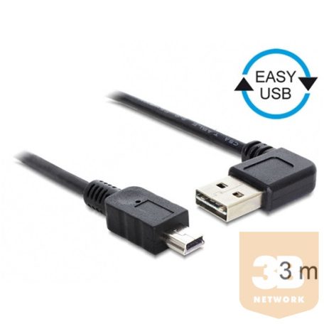 KAB Delock 83380 EASY - USB 2.0 A apa hajlított/USB 2.0 mini apa kábel - 3m
