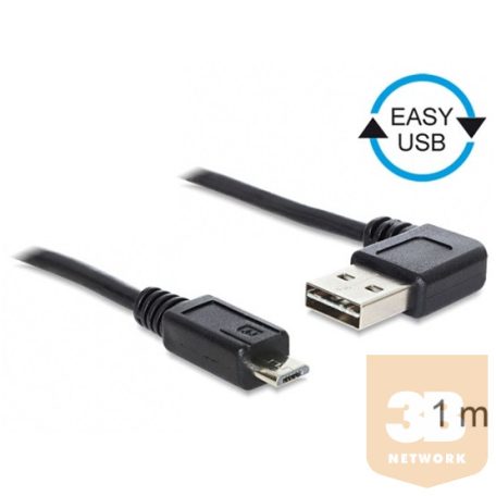 KAB Delock 83382 EASY - USB 2.0 A apa hajlított/USB 2.0 micro - B apa kábel - 1m