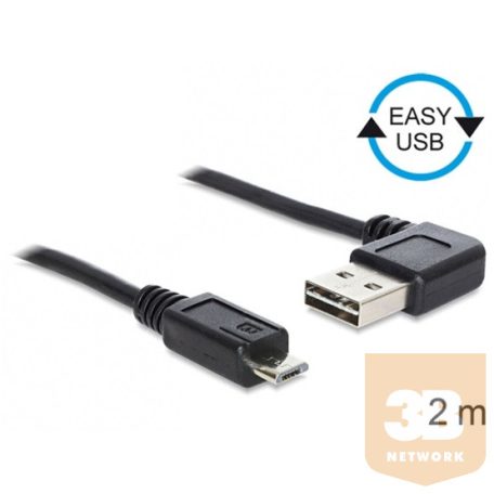 KAB Delock 83383 EASY - USB 2.0 A apa hajlított/USB 2.0 micro - B apa kábel - 2m