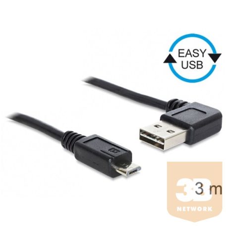 KAB Delock 83384 EASY - USB 2.0 A apa hajlított/USB 2.0 micro - B apa kábel - 3m