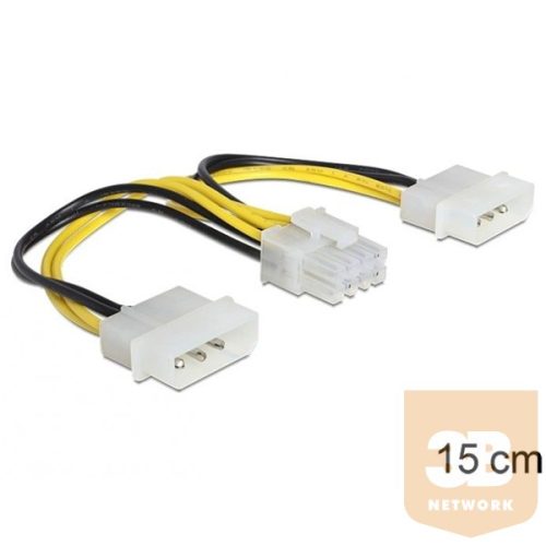 Delock 83410 tápkábel 8 pines EPS > 2 x 4 pines molex