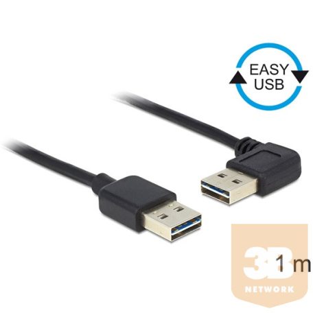 KAB Delock 83464 EASY - USB 2.0 - A apa/apa 90°-ban forgatott kábel - 1m