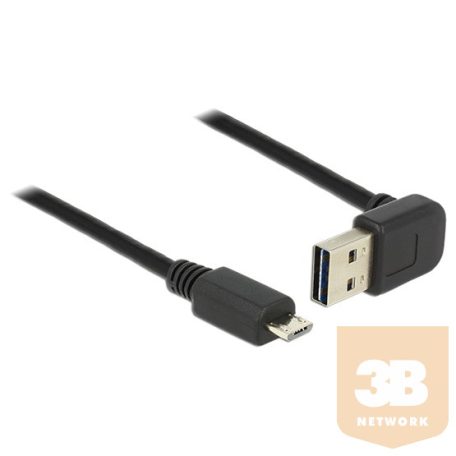 KAB Delock 83535 USB2.0-A fel/le 90°-s dugó + micro-B dugó csatlakozókkal kábel - 1m