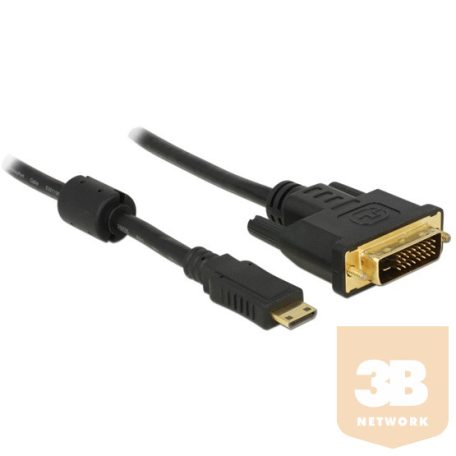 KAB Delock 83582 mini-C csatl. dugó > DVI 24+1 csatl. dugó HDMI kábel - 1m
