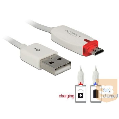 Delock Data and power cable USB 2.0-A male>Micro USB-B male LED indication 1m wh