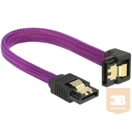 Delock SATA cable 6 Gb/s 10 cm down / straight metal purple Premium