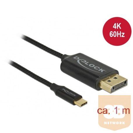 KAB Delock 83709 USB-C koax kábel DisplayPort-hoz (DP Alt Mode) 4K 60Hz - 1m