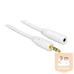   Delock Kábel - 83769 (3,5 mm Jack Hosszabbító kábel, apa/anya, 3 pin, fehér, 3m)