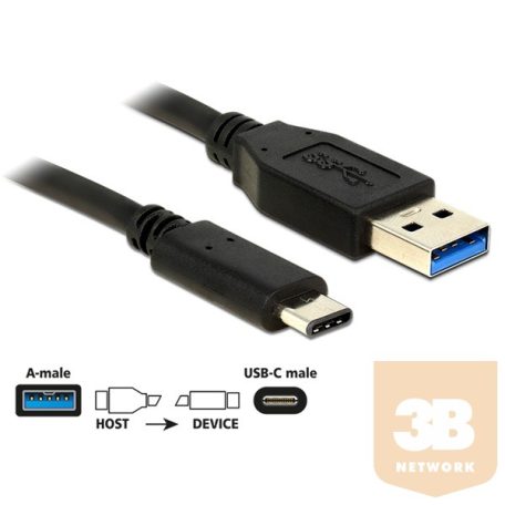 DELOCK kábel USB 3.1 Gen 2 Type-A male to Type-C male, 0.5m
