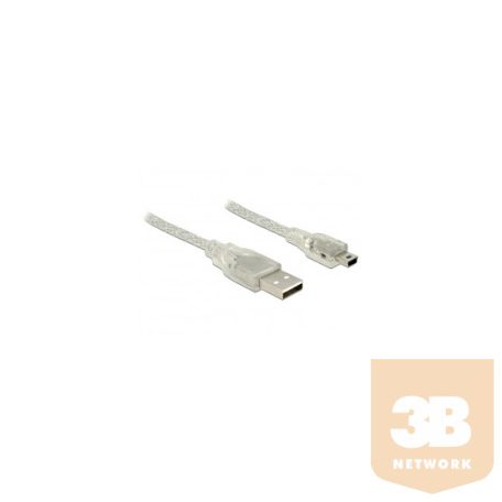 KAB Delock 83904 A csalt. dugó > mini-B csatl. dugó USB kábel - 0,5m - Áttetsző
