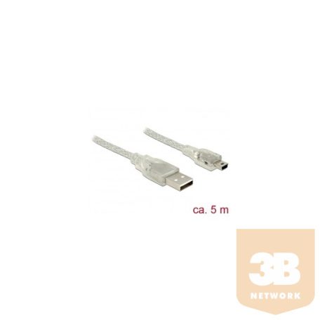 KAB Delock 83909 USB 2.0 A dugó > USB 2.0 mini B dugó áttetsző - 5 m