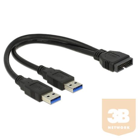 KAB Delock 83910 USB3.0 pin header apa > 2x USB3.0 Type-A apa kábel - 0,25m