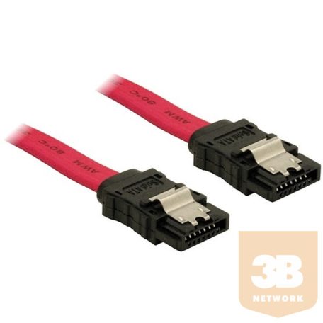 KAB Delock 84301 egyenes/egyenes piros SATA (fémlappal) összekötő kábel - 0,7m