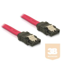  Delock 84302 SATA piros, egyenes/egyenes csatl. (fémlappal), 50 cm-es összekötő kábel