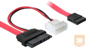 Delock kábel, SATA slimline (F) -> SATA (F) + molex (M)