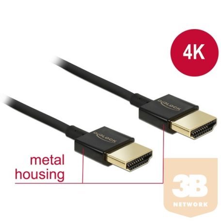 DELOCK HDMI kábel male/male összekötő 3D 4K Slim Premium, 1m
