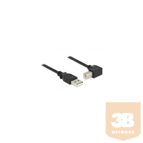 KAB Delock 84809 USB A dugó > USB 2.0 B dugó derékszögű kábel - 0,5m - Fekete