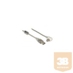   KAB Delock 84811 USB A dugó > USB 2.0 B dugó derékszögű kábel - 0,5m - Áttetsző