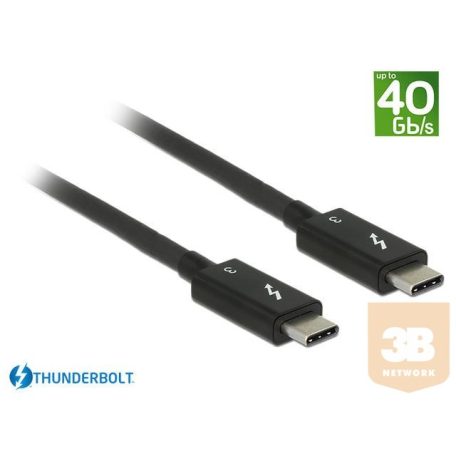 Delock Thunderbolt 3 (40 Gb/s) USB-C cable male > male passive 0.5m 5A black
