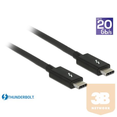 KAB Delock 84847 Thunderbolt™ 3 (20 Gb/s) USB-C™ kábel, csatlakozódugó > csatlakozódugó, passzív, 2,0 m, 3 A,