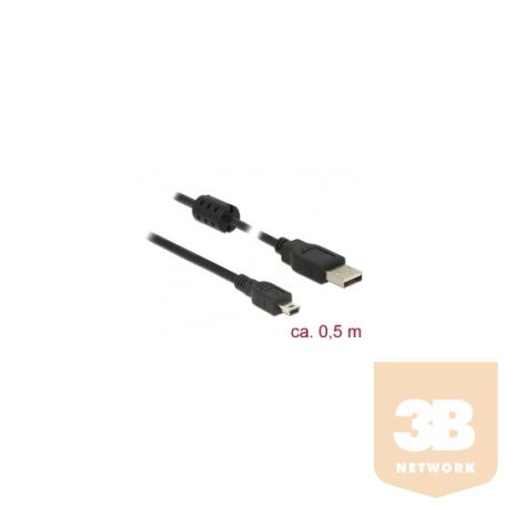 KAB Delock 84911 USB 2.0 A dugó > USB 2.0 Mini B dugó fekete - 0,5 m