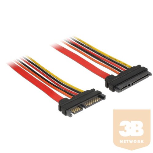 KAB Delock 84917 Bovítokábel, SATA, 6 Gb/s, 22 tus csatlakozó > SATA 22 tus aljzat (3,3 V + 5 V + 12 V), 10 cm