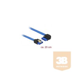   ADA Delock 84989 SATA kábel 6 Gb/s hüvely, egyenes >SATA hüvely, jobbra néző csatlakozódugóval kék - 20 cm