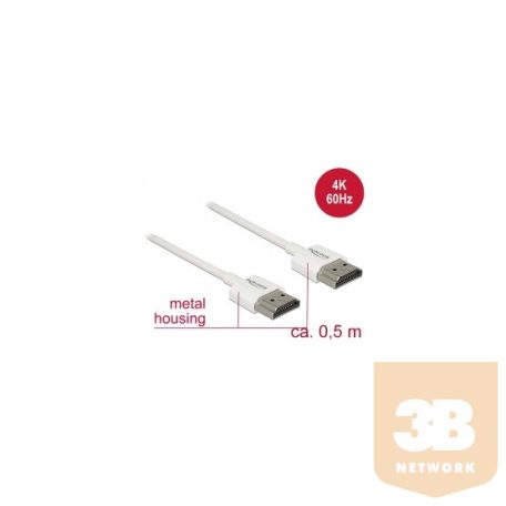 KAB Delock 85121 HDMI kábel Ethernettel HDMI A dugó > HDMI A dugó, 3D,4K vékony - 0,5 m