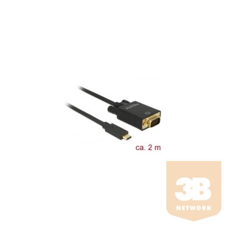 ADA Delock 85262 USB C csatlakozó > VGA csatlakozó (DP váltakozó mód) Full HD 1080p fekete - 2 m