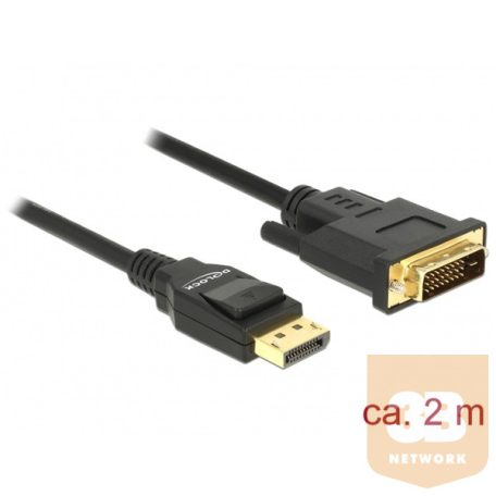 DELOCK kábel Displayport 1.2 male to DVI 24+1 male passzív, 2m, fekete