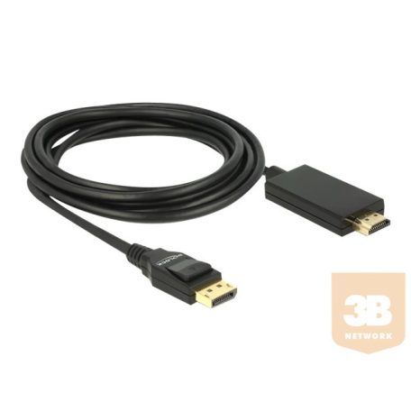 DELOCK 85318 Delock Kábel Displayport 1.2 dugó -High Speed HDMI-A dugó passzív 4K, 3m fekete