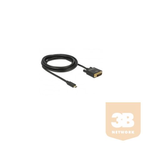 KAB Delock 85322 Kábel USB-C  csatlakozó > DVI 24+1 csatlakozó (DP vált.) 4K 30 Hz -  3m - fekete