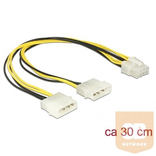 Delock Kábel - 85453 (1 x 8 pines EPS -> 2 x 4 pines molex, 30cm)