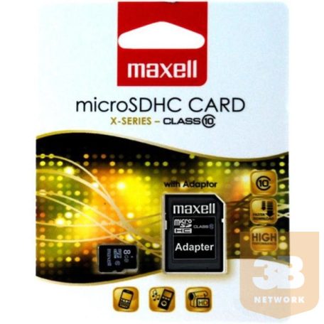 MAXELL Memóriakártya MicroSDHC 8GB X-Series + Adapter Class10