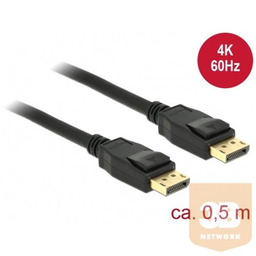 KAB Delock 85506 Displayport dugó > Displayport dugó 4K 60 Hz - 0,5 m