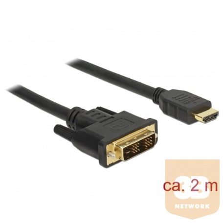 DELOCK kábel DVI 18+1 male to HDMI male, 2m