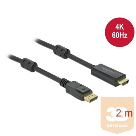 DELOCK kábel Displayport 1.2 to HDMI 4K 60Hz aktív, 2m