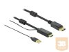 DELOCK HDMI M DisplayPort M 4K cable 3m powered by USB A M black