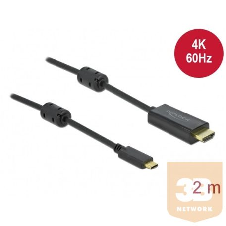 KAB Delock 85970 Aktív USB-C - HDMI kábel (DP Alt Mode) 4K 60Hz - 2m
