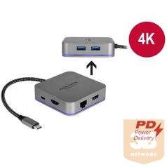   ADA Delock 87742lock USB-C dokkoló állomás mobil eszközökhöz 4K - HDMI / Hub / LAN / PD 3.0 LED kijelzővel