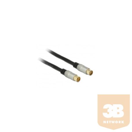 KAB Delock 88945 IEC Plug > IEC Jack RG-6/U quad shield antenna kábel - 1m - Fekete