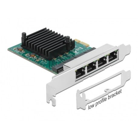 DELOCK PCI-E x1 Bővítőkártya > 4x RJ45 Gigabit LAN RTL8111