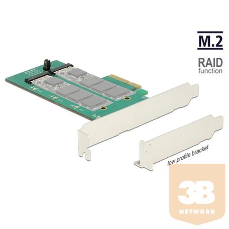 ADA Delock 89536 PCI Express-kártya > 2 x belso M.2 aljzat B nyílással, RAID-dal - alacsony profilú formaténye