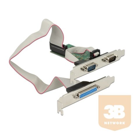 DELOCK PCI-e Bővítőkártya 2x Soros port + 1x Párhuzamos port