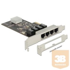 DELOCK PCI-e Vezetékes hálózati Adapter, 4x Gigabit LAN